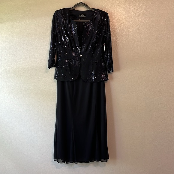 Alex Evenings:Tea-Length Sequin Jacket and Dress Set (NWT) - Picture 7 of 12